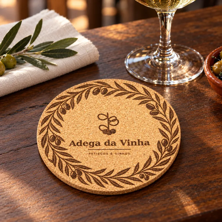 Base em cortiça personalizada Adega da Vinha